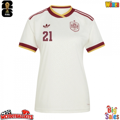 Spain Mikel Oyarzabal #21 Replica Away Stadium Shirt for Women World Cup 2026 Short Sleeve